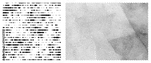 Vector halftone gradient with varying dot density, screen printing texture, dot matrix, graphic design element, typography background, printmaking technique, visual noise effect.