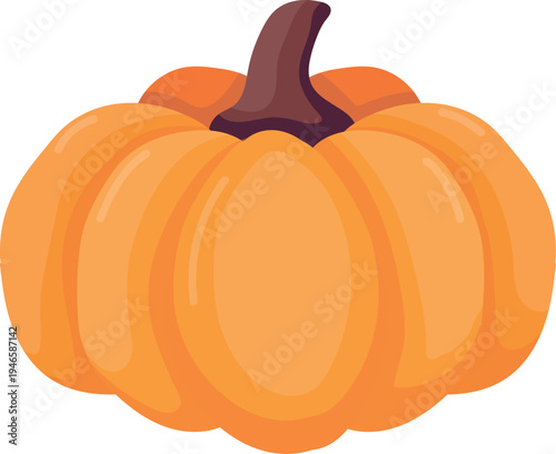 Illustration of a Ripe Orange Pumpkin
