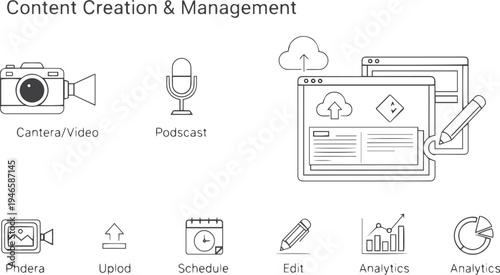 Multimedia Content Creator and Social Media Assets Icon Set