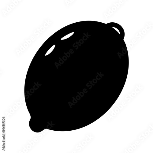A stylized black silhouette of a lemon, displayed on a white background