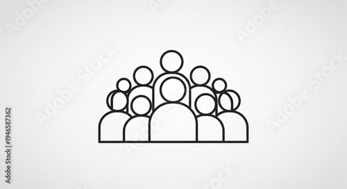 Group of people icon simple line art illustration.
