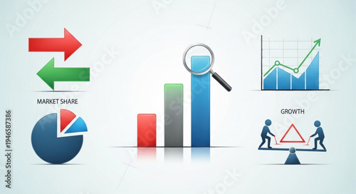 Business analytics and data visualization icons for financial reports.