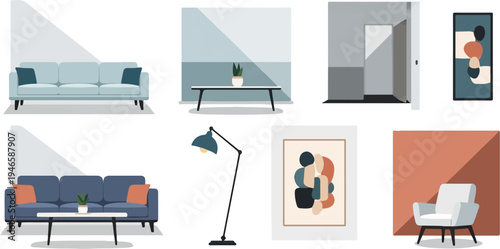 A minimalist collection of modern interior design elements