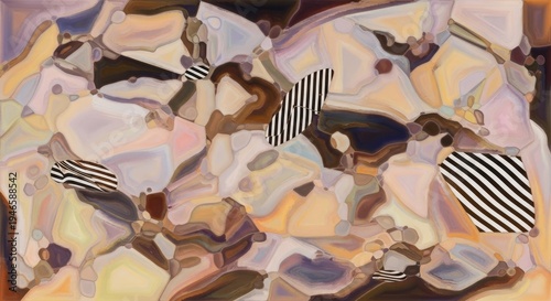 Abstract Composition of Overlapping Shapes and Forms.