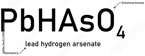Lead hydrogen arsenate chemical formula with callout titles