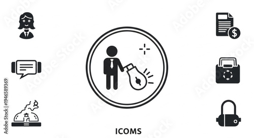 Business Icons Representing Ideas and Success.