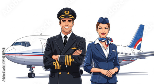 Airline pilot and flight attendant.