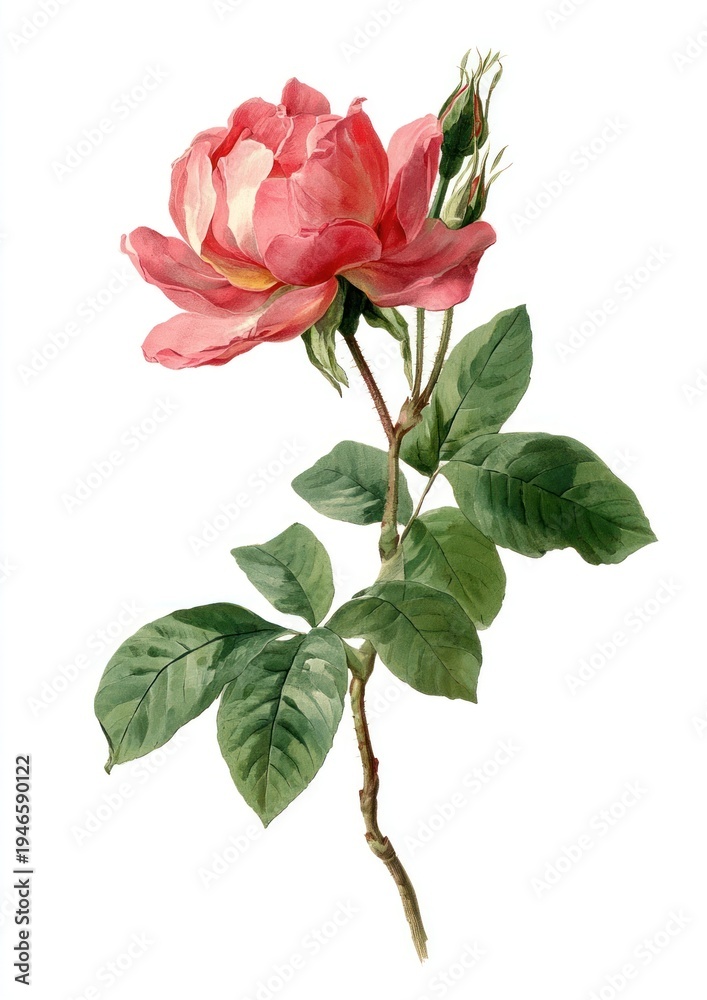 Obraz premium Elegant vintage rose botanical illustration.
