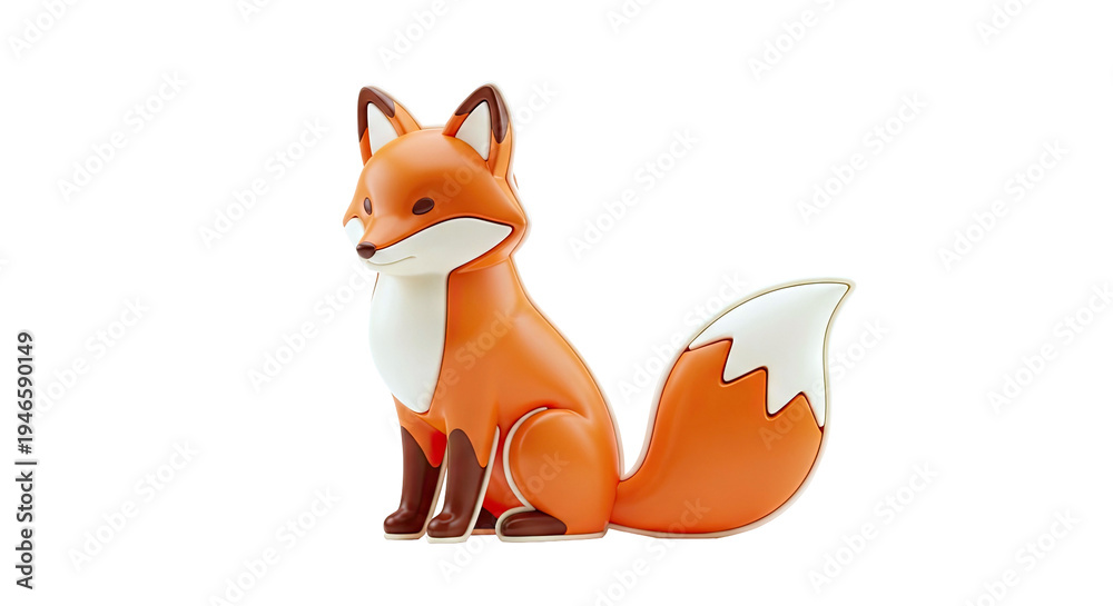 Fototapeta premium Stylized 3D Render of a Sitting Fox