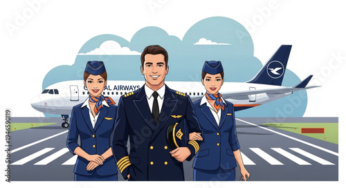 Airline pilot and flight attendants.