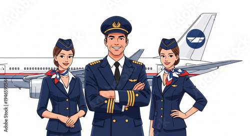 Airline pilot and flight attendants.