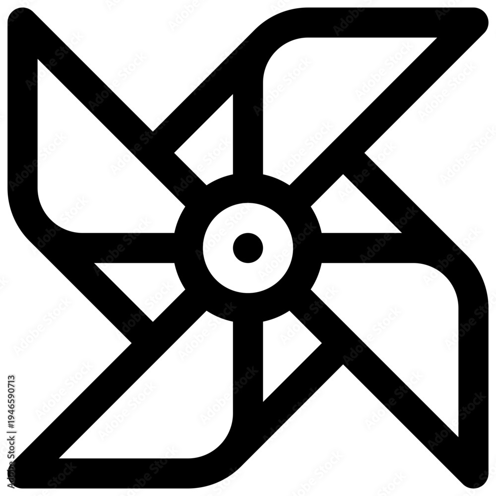 Fototapeta premium Pinwheel. Editable stroke vector icon.