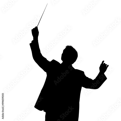 Conductor silhouette with baton