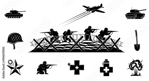 World War II Military Icons and Symbols Collection.