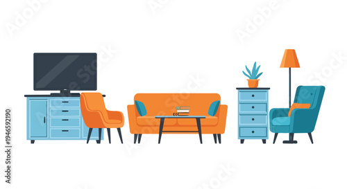 Modern living room furniture set with stylish accents for contemporary interior design concepts