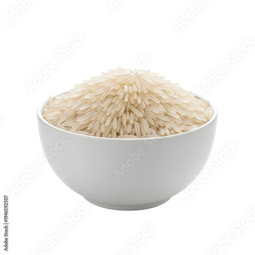 Bowl of Basmati rice isolated on transparent background