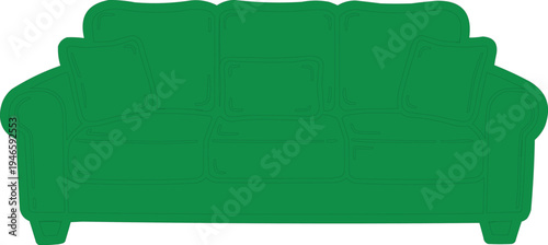 This is a vector graphic or icon, perhaps for use in a furniture store or interior design app. I would describe it as a flat icon representation of a three-seat upholstered sofa. Its features include 