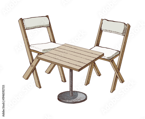 Garden furniture hand drawn set vector