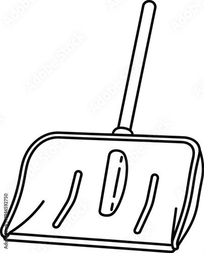 Simple line drawing of a dustpan with a long handle for cleaning purposes easily