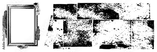 Decorative frame with intricate molding, halftone texture, classic design, graphic illustration, art, vector cutout, isolated element.