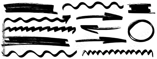 Dynamic highlight and marker frame underline and circle, highlight and marker lead line, brush, pen, mark and arrow through the design.