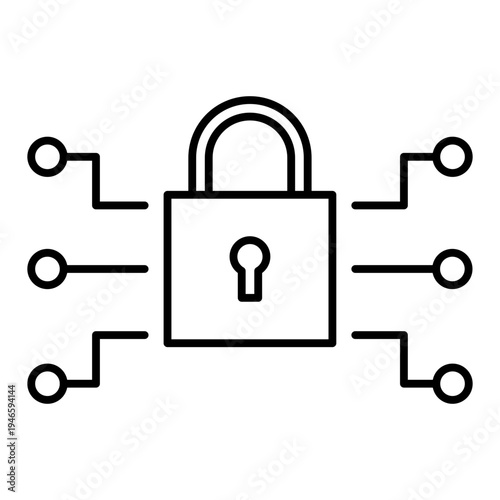 encryption lock line icon with editable stroke
