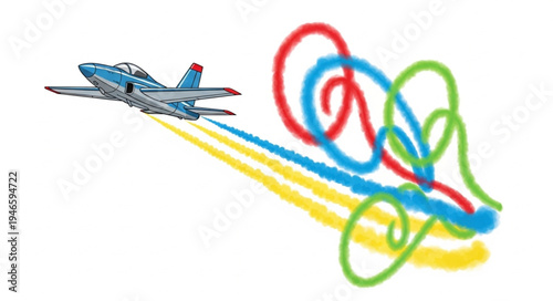 Airplane Leaving Colorful Smoke Trails.