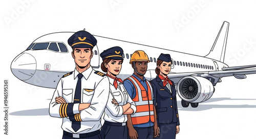 Airplane pilots and ground crew.