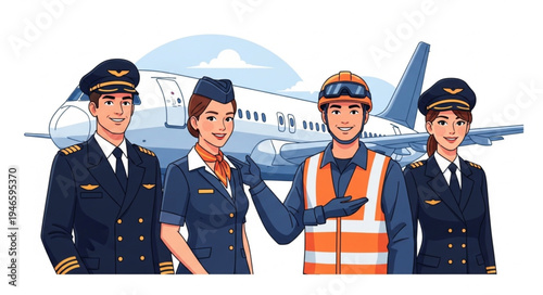 Airplane pilots and ground crew.