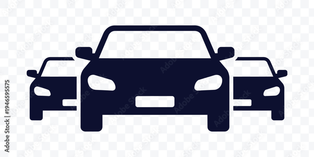 Obraz premium Modern Car Icon Vector Set. Front View Transportation, Traffic and Automotive Vehicle Symbol. Minimalist Fleet Illustration.