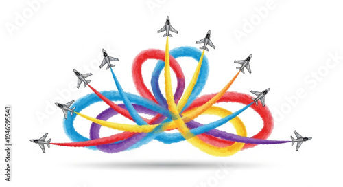 Airplanes Fly Around Colorful Cables.