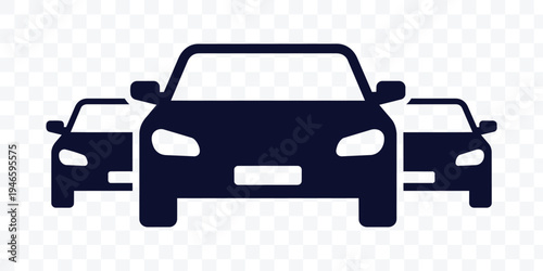 Modern Car Icon Vector Set. Front View Transportation, Traffic and Automotive Vehicle Symbol. Minimalist Fleet Illustration.