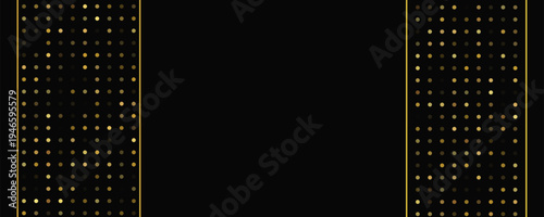 Dark background with golden lines and glittering dots
