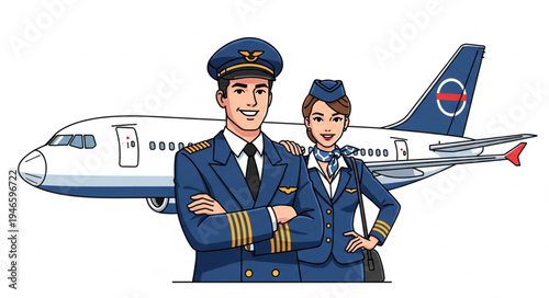Airline pilot and female copilot.