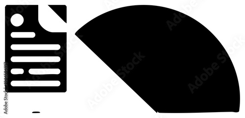 Digital document with folded corner and text, paired with black Wi Fi shape, vector graphic for tech interfaces.