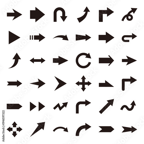 矢印のベクターイラストセット。アイコン、シンプル