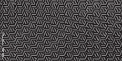 Abstract black minimal grid square line hexagons seamless hexagon polygonal pattern background vector. seamless bright white abstract honeycomb background.