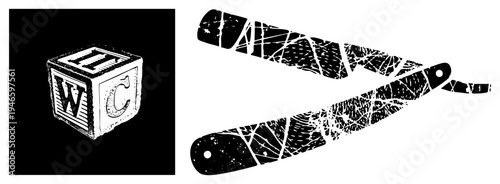 Classic wooden toy blocks featuring letters W and C, educational play items, alphabet learning tools, child development aids, early literacy objects.