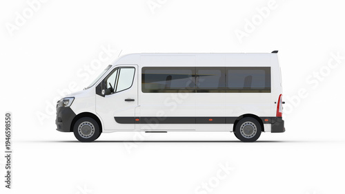 White Passenger Van Minibus Mockup for Shuttle and Tourism Services