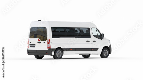 Tableau sur toile White Passenger Van Minibus Mockup for Shuttle and Tourism Services