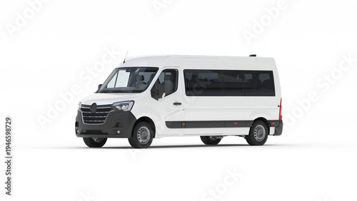 Bild auf Leinwand White Passenger Van Minibus Mockup for Shuttle and Tourism Services