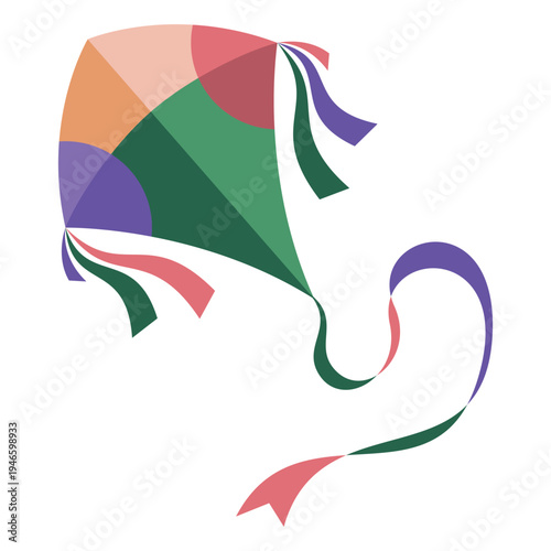 Colorful Kite Flying – Cute Spring Outdoor Activity Illustration