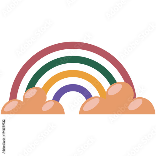 Rainbow with Clouds – Cute Weather Nature Illustration