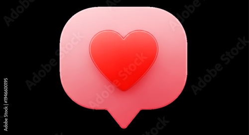Red heart icon inside a pink speech bubble notification.