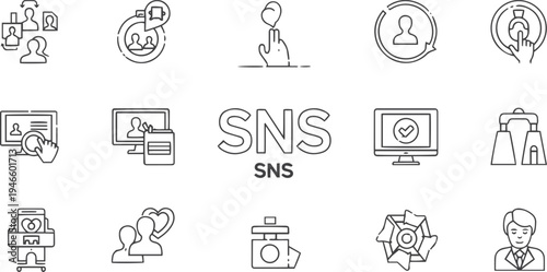 Social Network Service (SNS) and Community Engagement Icon Set