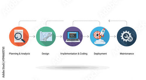 Software Development Life Cycle Process Icons.