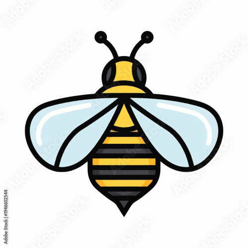 Bee Icon with Yellow and Black Stripes.