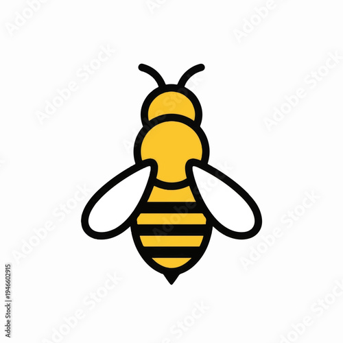 Simple Yellow Bee Illustration with Black Stripes.