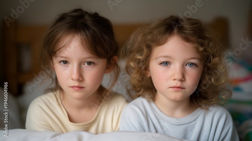 Two stepsisters comparing completely different decorated halves of shared bedroom divided down middle, one side minimalist one chaotic, perfect for blended families, personal space, and modern