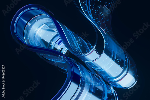 3D network conduit loop with luminous data path motion